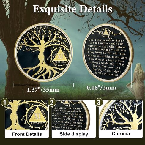 38 Year Sobriety Coin - Gold Tree of Life AA Coins - Recover Na AA Chips and Medallions - 1-40 Prime Living Clean Sobriety Chip Token - Narcotics Alcoholics Anonymous Gifts for Men Women in Saudi Arabia