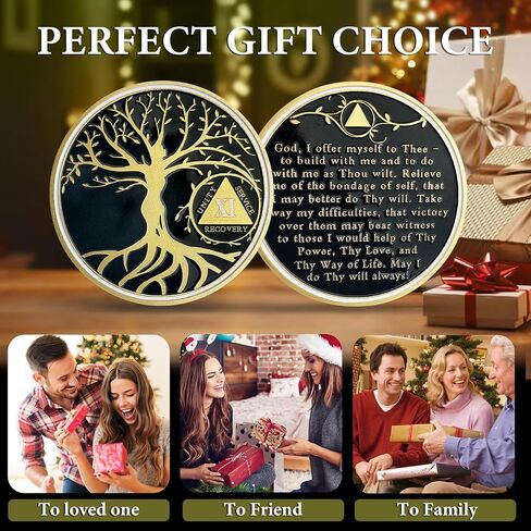 38 Year Sobriety Coin - Gold Tree of Life AA Coins - Recover Na AA Chips and Medallions - 1-40 Prime Living Clean Sobriety Chip Token - Narcotics Alcoholics Anonymous Gifts for Men Women in Saudi Arabia