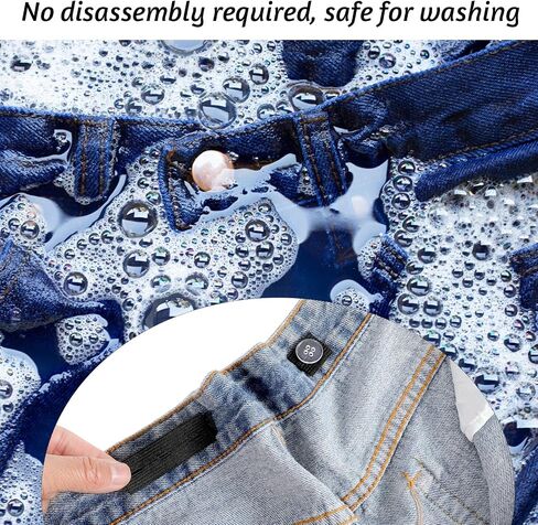 10 Pcs Waistband with 20 Buttons, Waist Tightener Elastic for Sewing Button Extender for Pants Button Extender Waistband Waist Knots for Pants Needles Wire Clamp Thread for Loose Jeans(Black) in Saudi Arabia