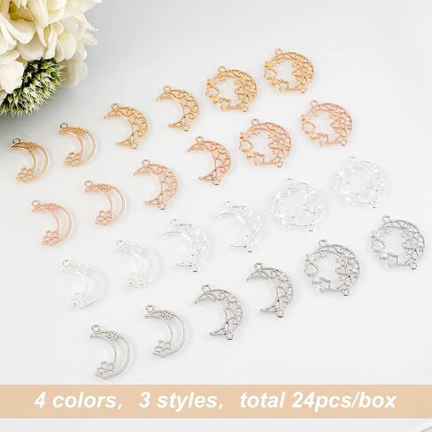 OLYCRAFT 32pcs Geometric Open Bezel Pendant 4 Styles Geometric Open Back Bezel Frame Pressed Pendant Hollow Out Charm with 1 Roll Tape for Resin Casting Jewelry Making DIY Crafts - Platinum and Golden in Saudi Arabia