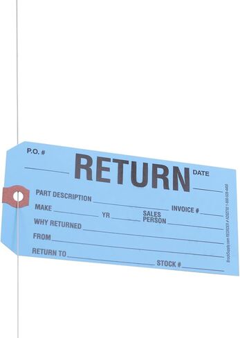Brock ‘Return’ Parts Tag - 5 3/4 Inch x 2 7/8 Inch Powder Blue Heavy Card Stock with Reinforced Eyelet - 250 Tags Per Box ADS2732 in Saudi Arabia