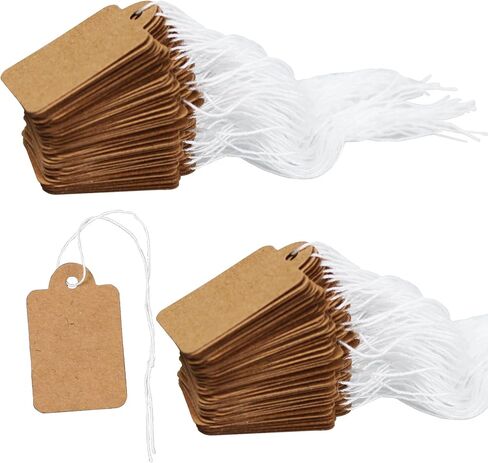pson 100PCS 1.37 x 0.86 Inch Marking Tags, White Display Price Tags with Hanging String, Merchandise Labels for Retail Jewelry Clothing Store in Saudi Arabia