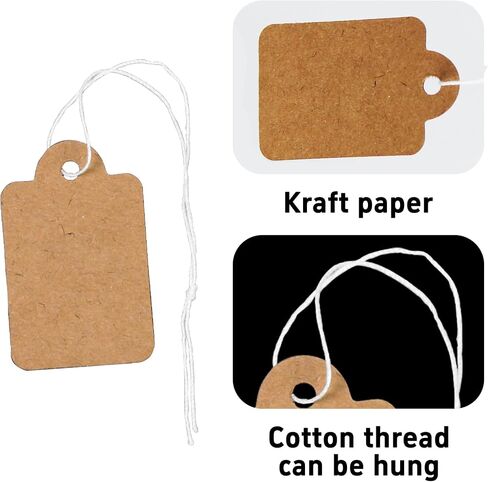 pson 100PCS 1.37 x 0.86 Inch Marking Tags, White Display Price Tags with Hanging String, Merchandise Labels for Retail Jewelry Clothing Store in Saudi Arabia