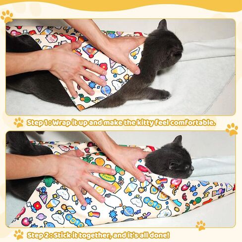 Cat Grooming Wrap & Dog Restraint Bag with Pet Nail Clippers Kit, 32x32in Self Adhesive Cat Wrap for Nail Clipping Multifunctional Care, Anti-Escape Soft Blanket Swaddle Within 22lbs in Saudi Arabia