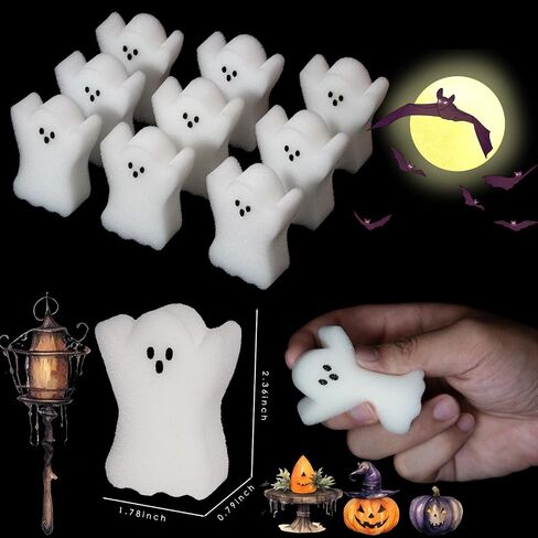 48 PCS Halloween Ghost Vase Filler Halloween Sensory Bin Filler Ghost الحلي الصغيرة مبعثر الرغوة لسقوط هالوين الطاولة الرئيسية in Saudi Arabia