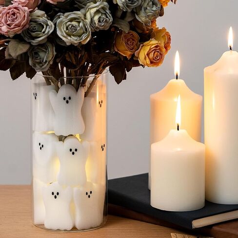 48 PCS Halloween Ghost Vase Filler Halloween Sensory Bin Filler Ghost الحلي الصغيرة مبعثر الرغوة لسقوط هالوين الطاولة الرئيسية in Saudi Arabia