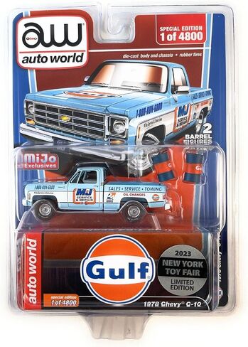 Auto World 1978 Chevy C-10 with 2 Barrels Gulf 2023 New York Toy Fair Limited Edition 1:64 Scale Die-Cast Model CP8055 in Saudi Arabia
