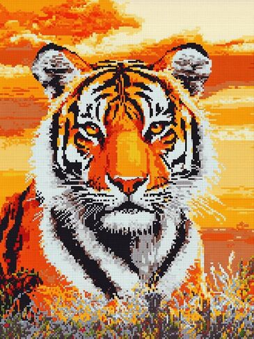 DIY Cross Stitch Kit للمبتدئين النمر الجميل مع خطوط تحت شجرة 11ct مجموعة كاملة من التطريز مع مجموعة حرفة ناتجة عن المنزل للديكور المنزلي 30x40cm-2 in Saudi Arabia