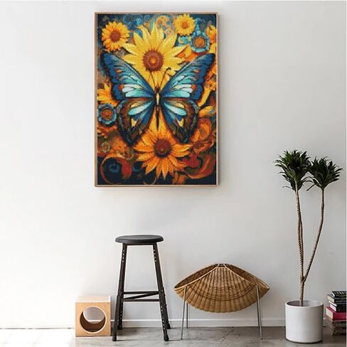 DIY Cross Stitch Kit للمبتدئين النمر الجميل مع خطوط تحت شجرة 11ct مجموعة كاملة من التطريز مع مجموعة حرفة ناتجة عن المنزل للديكور المنزلي 30x40cm-2 in Saudi Arabia