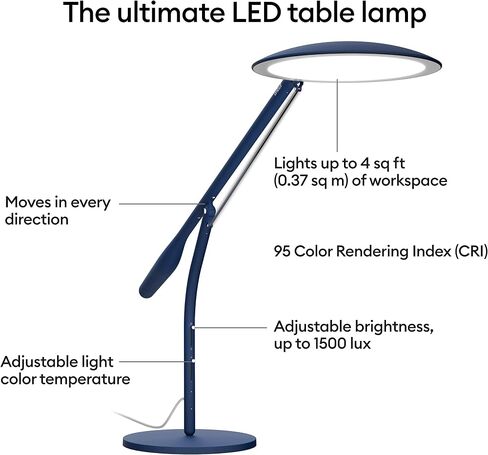 Cricut Bright 360 Floor Lamp with Adjustable Brightness & Color Temperature, Swing Arm, Dimmable LED Light Lamp, Craft Room, Home Office or Work Lamp, 95 CRI for Accurate Color Display - Indigo in Saudi Arabia