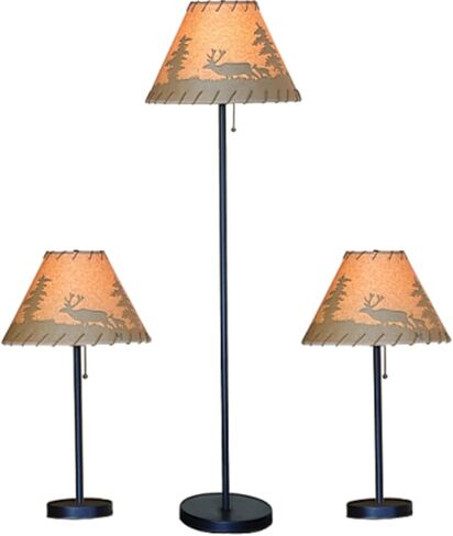 Catalina Lighting 19910-000 Rustic Cabin Lodge Floor Lamp, Standing Lamp, Living Room Light for Cabin or Home, LED Bulb NOT Included, 58", Brown Print in Kuwait