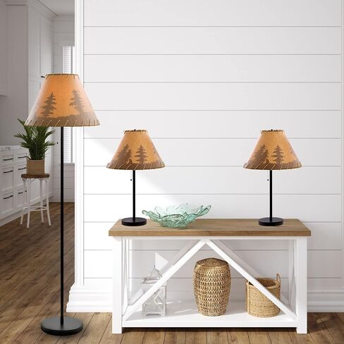 Catalina Lighting 19910-000 Rustic Cabin Lodge Floor Lamp, Standing Lamp, Living Room Light for Cabin or Home, LED Bulb NOT Included, 58", Brown Print in Kuwait