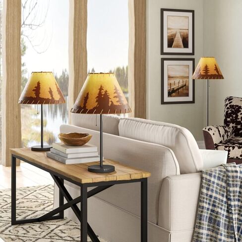 Catalina Lighting 19910-000 Rustic Cabin Lodge Floor Lamp, Standing Lamp, Living Room Light for Cabin or Home, LED Bulb NOT Included, 58", Brown Print in Kuwait