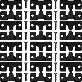 24 Pack Flush Mount Brackets 1.7in x 0.75in Black Stainless Steel Interlock Hook Picture Hanging Buckle, Heavy Duty Photo Hanger Sectional Connector Wall Mounting DIY Brackets with Screws in Saudi Arabia