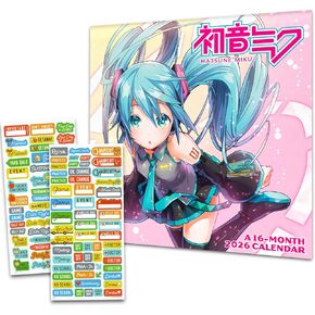 Hatsune Miku Calendar 2026 - Deluxe 2026 Vocaloid Hatsune Miku Mini Calendar Bundle with 100+ Reminder Stickers | Anime Home & Office Supplies in Saudi Arabia