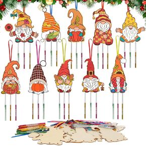 10 Pack Wind Chime Kit for Kids,Easter Egg Craft Kits DIY Windchimes Unfinished Wooden Egg Ornaments for Boys Girls Activity Art Project Easter Spring Party Decoration in Kuwait