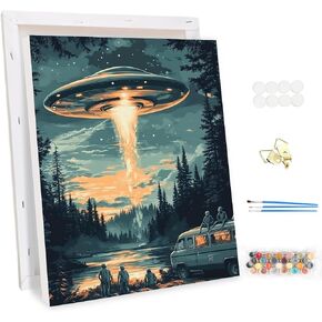EOBROMD Framed Paint by Numbers Kits for Adults Bus in Forest, DIY UFO Acrylic Paint by Number on Stretched Canvas, Painting Kits Adults Oil Paint by Numbers for Home Decor 12x16inch in Saudi Arabia