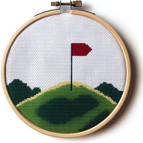 Cross Stitch Kits Counted Kit Cross-Stitching Pattern for Home Decor, 11CT Pre-Printed Fabric Embroidery Crafts Needlepoint Kit， Canvas 13.7 x13.7 inches (35x35cm)- Golf (G) 3 in Saudi Arabia