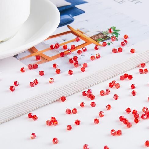 1100pcs 4 مم بيكون حبات زجاجية بلورية لصنع المجوهرات ، والخرز المصغرة المتلألئة لمشاري Suncatchers ، و DIY مشاريع الحرف (AB White) in Kuwait