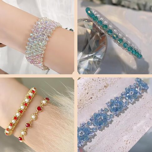 1100pcs 4 مم بيكون حبات زجاجية بلورية لصنع المجوهرات ، والخرز المصغرة المتلألئة لمشاري Suncatchers ، و DIY مشاريع الحرف (AB White) in Kuwait