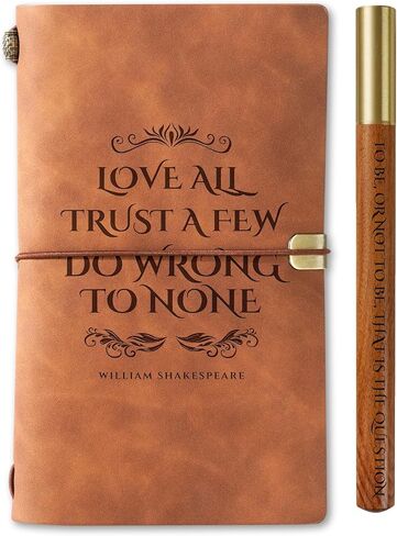 InnoBeta Shakespeare Gifts for Book Lovers, Journal Pen Set for Shakespeare Fans, 7.8"x5" Embossed Refillable Notebook for Birthday, Christmas in Saudi Arabia