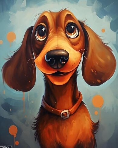 طلاء Wuivctr بأرقام أرقام الطلاء أكريليك DIY للكبار المبتدئين ، Dachshund ، Canvas Painting Gift Kit لعشاق الكلاب ، 40x50 سم ، بدون إطار in Kuwait