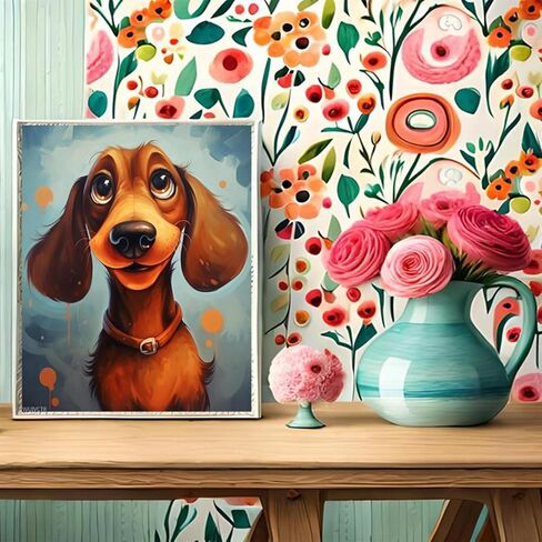 طلاء Wuivctr بأرقام أرقام الطلاء أكريليك DIY للكبار المبتدئين ، Dachshund ، Canvas Painting Gift Kit لعشاق الكلاب ، 40x50 سم ، بدون إطار in Kuwait