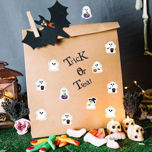 1800pcs ملصقات عيد الهالوين المصغرة للأطفال اللطيف شبح الخفافيش ورق اليقطين ملصقات ملصقات ذاتية للبطاقات in Saudi Arabia