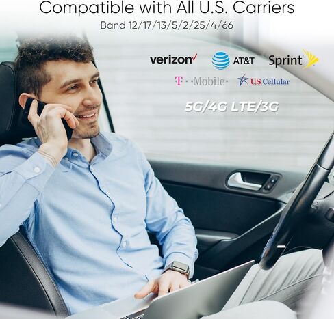 معزز الهاتف الخلوي 5 نطاقات للمنزل 3G 4G LTE 5G-band12/17/13/5/2/25/4/66 متوافق مع جميع شركات النقل الأمريكية - معزز إشارة خلية هوائي عالي الكسب يدعم ما يصل إلى 1500 قدم مربع in Kuwait