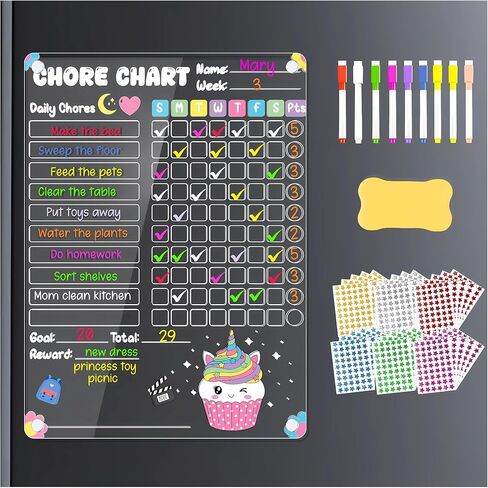 Solmay Magnetic Chore Chart - الرسم البياني الروتيني اليومي ، الرسم البياني للمكافآت والسلوك للأطفال والمراهقين والبالغين ، مخطط عمل روتيني للعديد من الأطفال ، المنظمة المنزلية ، موضوع الآيس كريم in Kuwait