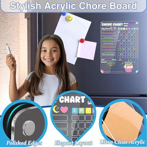 Solmay Magnetic Chore Chart - الرسم البياني الروتيني اليومي ، الرسم البياني للمكافآت والسلوك للأطفال والمراهقين والبالغين ، مخطط عمل روتيني للعديد من الأطفال ، المنظمة المنزلية ، موضوع الآيس كريم in Kuwait