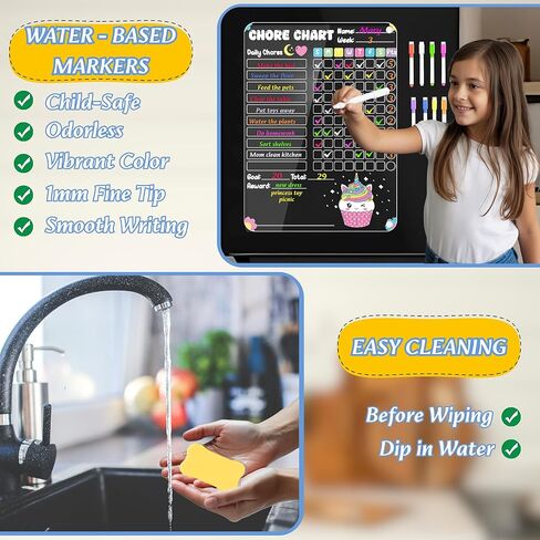 Solmay Magnetic Chore Chart - الرسم البياني الروتيني اليومي ، الرسم البياني للمكافآت والسلوك للأطفال والمراهقين والبالغين ، مخطط عمل روتيني للعديد من الأطفال ، المنظمة المنزلية ، موضوع الآيس كريم in Kuwait