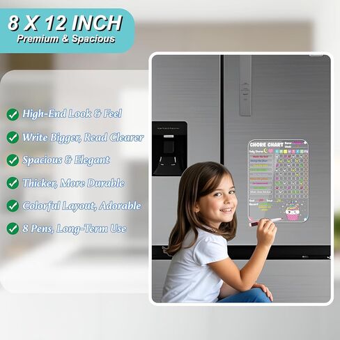 Solmay Magnetic Chore Chart - الرسم البياني الروتيني اليومي ، الرسم البياني للمكافآت والسلوك للأطفال والمراهقين والبالغين ، مخطط عمل روتيني للعديد من الأطفال ، المنظمة المنزلية ، موضوع الآيس كريم in Kuwait