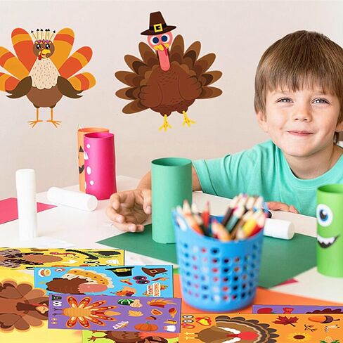 Zuxedle 36 Sheets Halloween Make Your Own Stickers, Halloween Party Classroom Favors Crafts for Kids, DIY Games Stickers Bulk Trick or Treat Party Supplies in Kuwait