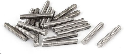Uxcell M5 x 25mm 0.8mm الملعب 304 الفولاذ المقاوم للصدأ الخيوط بالكامل قضيب بار ترصيع 20 قطعة in Saudi Arabia
