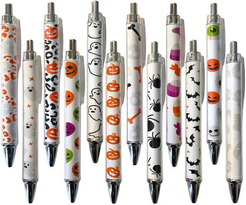 Halloween Als 12pc Ghost Pumpkin Bat Spider Point Point Black Ink Pen مجموعة للأطفال الممرضات الممرضة الممرضة المستلزمات الواجبات اليو00 in Saudi Arabia
