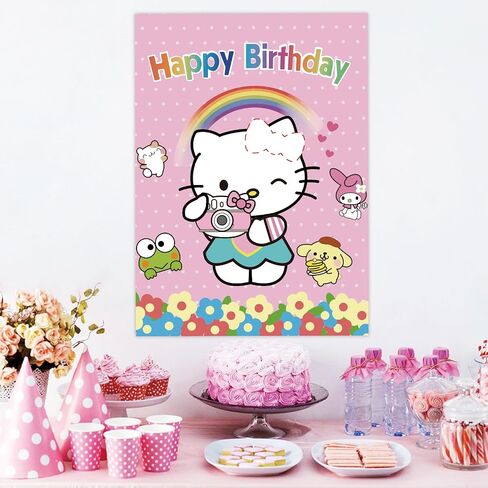 Birthday Decorations, Cute Pink Party Supplies Large Poster with 24 Pcs Bow Stickers, Pin The Bow Sticker on Cat, Cartoon Party Games for Girls Boys in Saudi Arabia