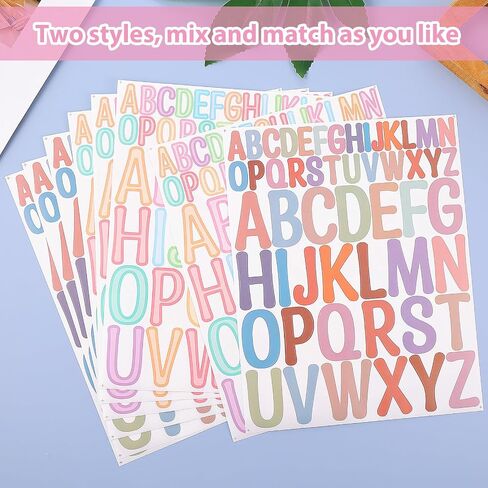 8 Sheets 416Pcs Letter Stickers Colorful Alphabet Number Stickers Vinyl Pastel Bulletin Board Letters Self Adhesive Stick on Numbers Letters for Scrapbooking Mailbox DIY Crafts Board Decor Paste in Saudi Arabia