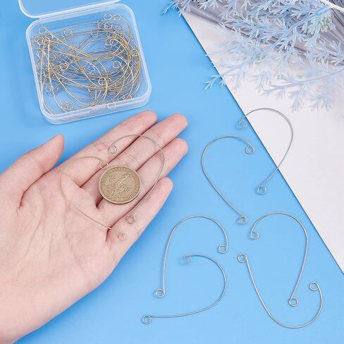UNICRAFTALE 40Pcs 2 Colors DIY Ear Cuff 316 Stainless Steel Ear Wrap Earrings 2 Loop DIY Earring for Non-Pierced Ears 59mm Ears Crawler Earring Making 4mm Hole Cuff Earrings for Women in Saudi Arabia