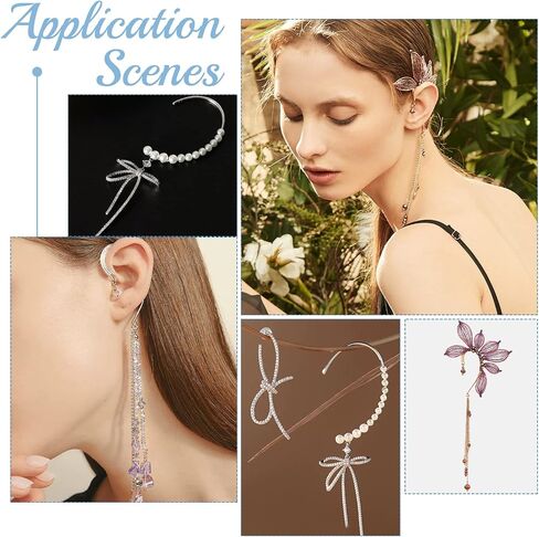 UNICRAFTALE 40Pcs 2 Colors DIY Ear Cuff 316 Stainless Steel Ear Wrap Earrings 2 Loop DIY Earring for Non-Pierced Ears 59mm Ears Crawler Earring Making 4mm Hole Cuff Earrings for Women in Saudi Arabia