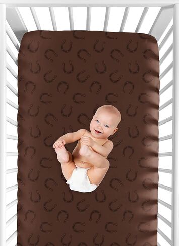 Sweet Jojo Designs Tan Brown Western Cowboy Boy Baby Bassinet Sheets Fitted Sheet Set Infant Newborn Nursery Oval Rectangle Hourglass Mattress 2p Off White Cow Print Animal Southern Wild West Horse in Saudi Arabia