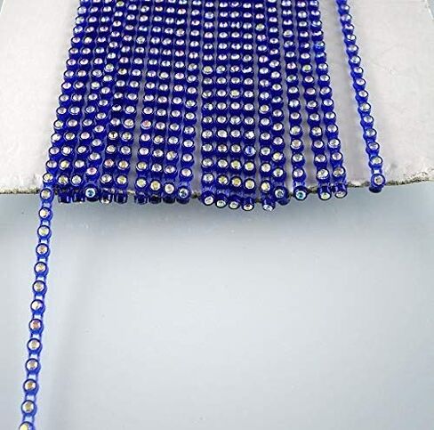 Pukido SS6 B Grade AB Crystal Glass Stones 2mm Rhinestones Plastic Cup Clothes Shoes hat Bag Wedding Decorations Banding Chain 2Yards - (Color: White Chain) in Saudi Arabia