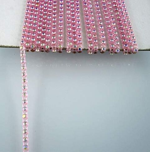 Pukido SS6 B Grade AB Crystal Glass Stones 2mm Rhinestones Plastic Cup Clothes Shoes hat Bag Wedding Decorations Banding Chain 2Yards - (Color: White Chain) in Saudi Arabia