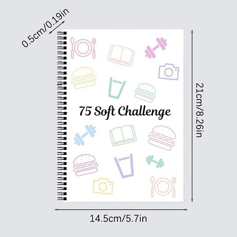 GKOPLUS 75-Day Soft Challenge Planner Noteboor ، 75 Easy Target Tracker Journal-Noteperal Notepad مع تقويم أسبوعي وشهري للعمل اليومي وتخطيط الوجبات والقراءة in Saudi Arabia