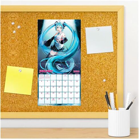 Hatsune Miku Calendar 2026 - Deluxe 2026 Vocaloid Hatsune Miku Mini Bunddle مع 100+ ملصقات تذكير | أنيمي المنزل واللوازم المكتبية in Saudi Arabia