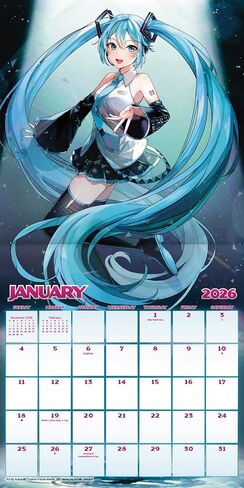 Hatsune Miku Calendar 2026 - Deluxe 2026 Vocaloid Hatsune Miku Mini Bunddle مع 100+ ملصقات تذكير | أنيمي المنزل واللوازم المكتبية in Saudi Arabia