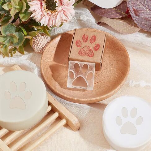 CRASPIRE Handmade Soap Stamp Paw Print Acrylic Soap Stamp Letter Soap Chapter Embossing Stamp Mini Seal for Soap Clay Biscuits Gummies Arts Crafts Making Projects DIY Gift in Saudi Arabia