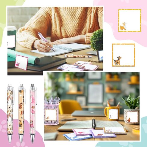 24 PCS Dog Licky Notes and Pens Set Vet Tech Gifts Ink Ballpoints Cog Party Forms Favors Cute Puppy Paw Print Homed Homeed Vet in Saudi Arabia