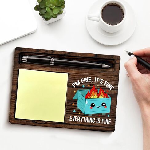 Purple Mumpster Fire Sticky Note حامل هدايا مكتب مضحكة لموظفي زملاء العمل في العمل ، أنا بخير كل شيء in Kuwait