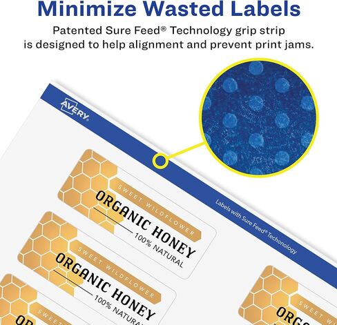 Avery Matte White Resplable Rectangle Labels ، Sure Feed Technology ، طباعة إلى الحافة ، 1 "× 3" ، 240 ملصقات قابلة للإزالة ، الليزر/الحبر القابلة للطباعة in Saudi Arabia